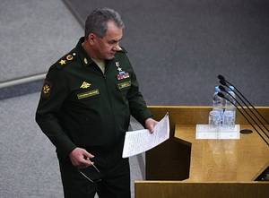 Russian Defense Minister S. Shoigu during the &ldquo;government hour&rdquo; in the State Duma