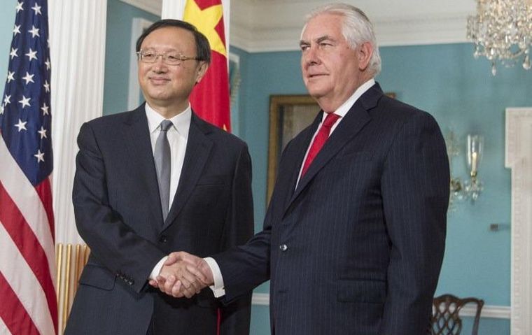 Chinese State Councilor Yang Jiechi meets with US Secretary of State R. Tillerson in Washington, February 9, 2018 Chinese State Councilor Yang Jiechi meets with US Secretary of State R. Tillerson in Washington, February 9, 2018