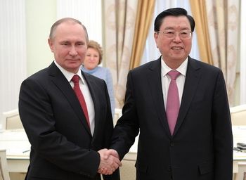 Зустріч Голови Постійного комітету Всекитайських зборів народних представників КНР Чжан Децзяна з президентом РФ В. Путіним, 19 квітня