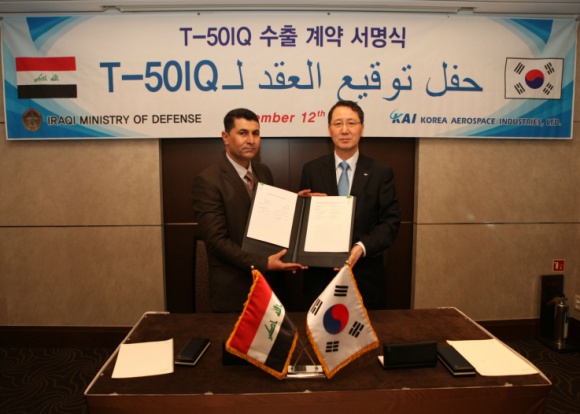 Підписання південнокорейською корпорацією Korea Aerospace Industries (KAI) і Міністерством оборони Іраку угоди на поставку ВПС Іраку 24 навчально-бойових літаків/легких винищувачів KAI T-50IQ Підписання південнокорейською корпорацією Korea Aerospace Industries (KAI) і Міністерством оборони Іраку угоди на поставку ВПС Іраку 24 навчально-бойових літаків/легких винищувачів KAI T-50IQ