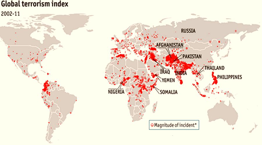 Places and frequency of terrorist acts in the world Places and frequency of terrorist acts in the world
