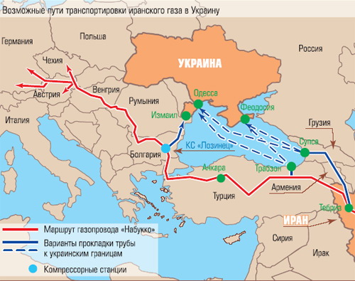 Можливі шляхи транспортування іранського газу в Україну Можливі шляхи транспортування іранського газу в Україну