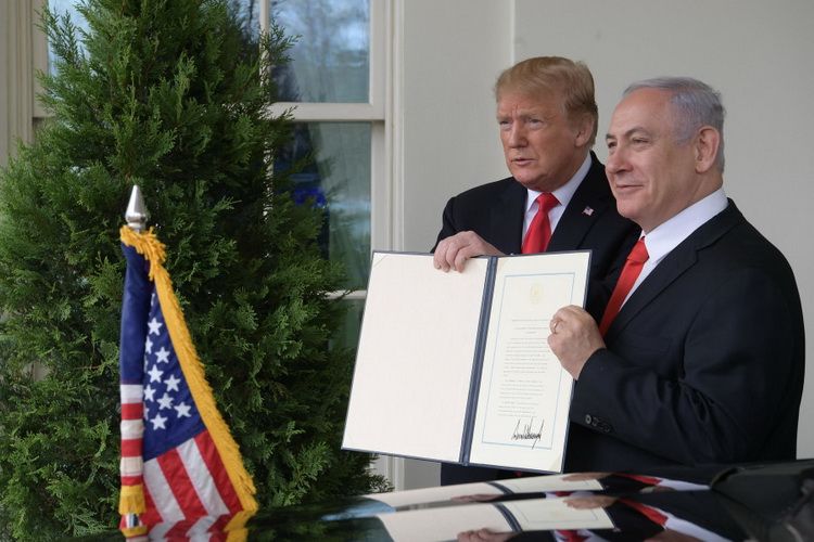 D. Trump's signing of the Proclamation on Recognizing the Golan Heights as Part of the State of Israel was meant to provide moral support to B. Netanyahu and his Likud Party D. Trump's signing of the Proclamation on Recognizing the Golan Heights as Part of the State of Israel was meant to provide moral support to B. Netanyahu and his Likud Party